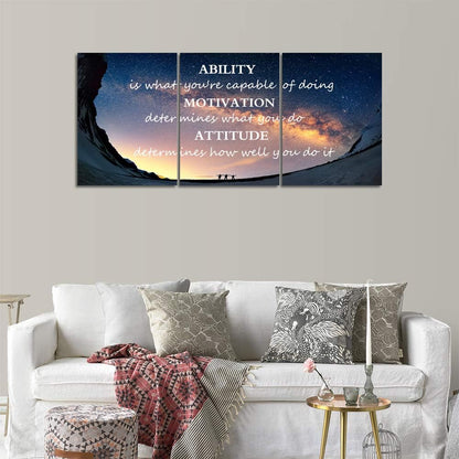 3 Panels Successful Inspirational Posters Quotes Wall Art Ability Modern Motivational Painting Picture Prints on Canvas Artwork Motto for Office Bedroom Decor Living Room Home Decor (72”Wx36”H)