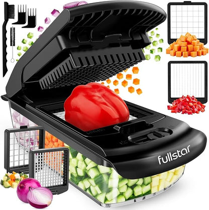 Fullstar The Original Pro Chopper - Vegetable Chopper and Dicer, Food Chopper with Container, Fruit Cutter, Kitchen Gadgets & Gifts, Home Essentials (2 in 1, Black)