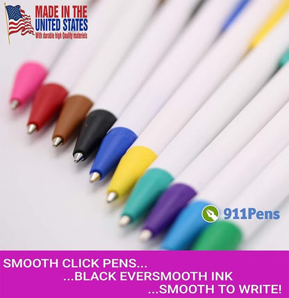 USA Made, Personalized Writing Ink Ballpoint Novelty Pens, Custom Printed with Your Logo & Text (Pack of 1,000 White Pens with Medium Green Trim)
