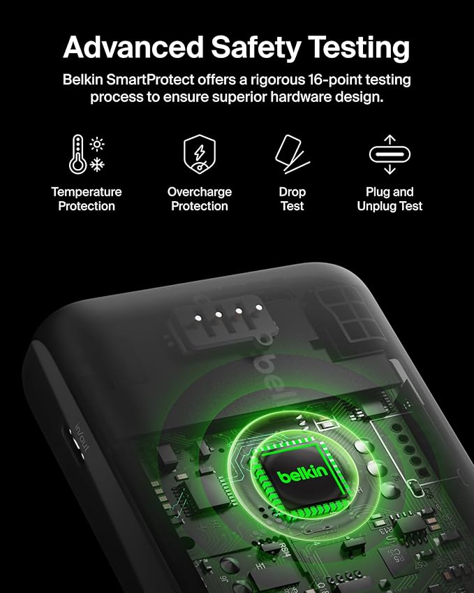 Belkin Portable Charger, Power Bank with Integrated Cable 10000 mAh 20W - Fast Charge USB C Power Delivery - iPhone 17, Air, Pro, Pro Max, iPad, AirPods, Apple Watch, Galaxy S25, & More - Pink