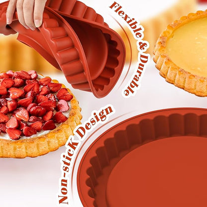 Webake 11-Inch Silicone Flan Tart Pan, Nonstick Large Maryann Cake Pan Torte Pan, BPA-Free