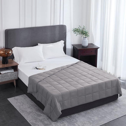 L'AGRATY Weighted Blanket - 48"x72" 15lbs Cooling Breathable Heavy Blanket Microfiber Material with Glass Beads for Adult All-Season Summer Fall Winter Soft Thick Comfort