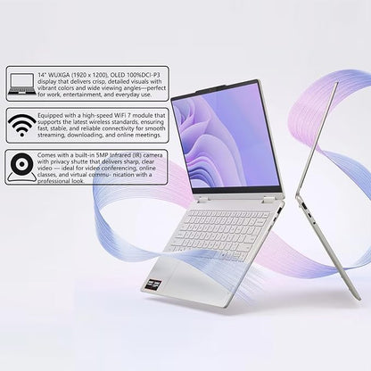 Lenovo Yoga 7 2-in-1 AI PC Laptop | 14" WUXGA OLED Touch (100% DCI-P3) | AMD Ryzen AI 5 340 (Up to 50 Tops) | 16GB DDR5 2TB SSD | for Creator Business Professional Win11Pro w/DLCA Accessory