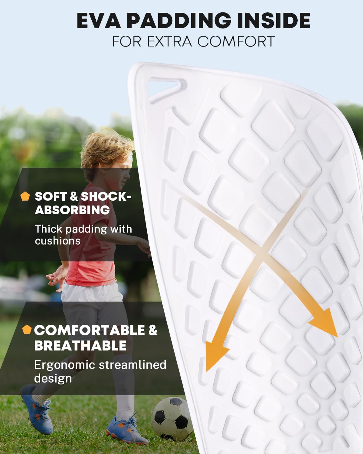 Gonex Soccer Shin Guards for Kids Adult, Youth Boys Girls Shin Guards Slip in Soccer Shin Pad Sleeves Canilleras for Football Games, EVA Cushion Protection Reduce Shocks & Injuries