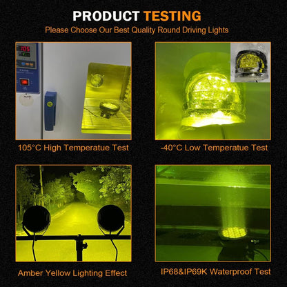 BIGLION.X 5Inch 160W Round Offroad Lights 18800LM LED Amber Fog Lights Yellow Driving Light Bar Off Road Spot Light Pods With Wiring Harness IP69K for Car Trucks SUV