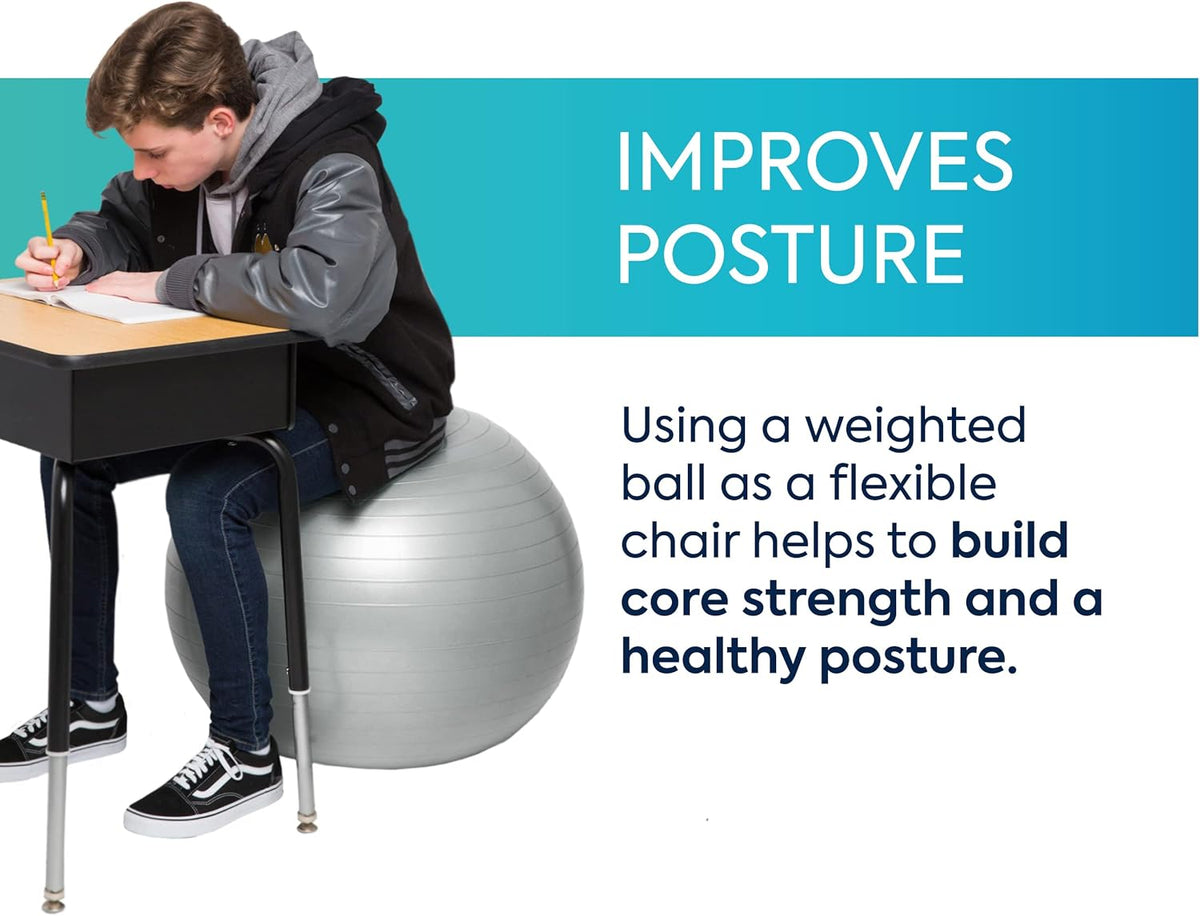 Bouncyband Balance Ball – Create Flexible Seating to Improve Focus at School, Office, or Home with This No-Roll Weighted Ball