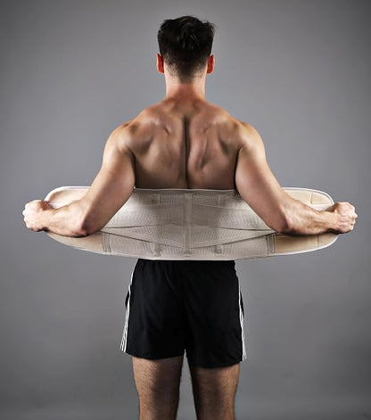 Back Brace for Lower Back Pain Men Women, Back Support Brace & Elastic Supports Belly Band Stomach Wrap Waist Belt Waist Trainer, Waist Brace Waist Trainer for Men Sciatica Pain Relief (Beige, XX-Large)