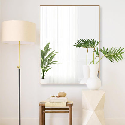 27x36 Inch Orange Gold Bathroom Mirror for Wall, Aluminum Frame Rectangle Rectangular Vanity Mirror, Modern Large for Bedroom, Living Room, Horizontal or Vertical