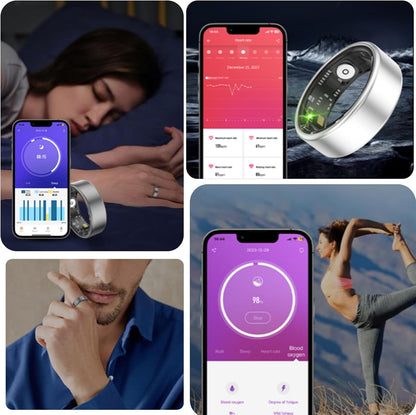Smart Ring Health Fitness Tracker, Size First with Sizing Kit, Activity & Sleep Tracker/Stress/Heart Rate Monitor, Waterproof Smart Ring for Men/Women, No App Subscription (Black, 9)