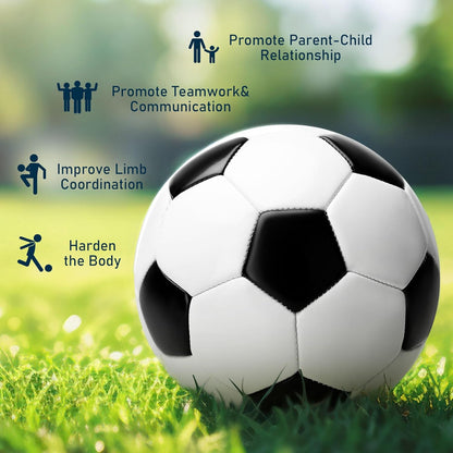 Soccer Ball Size 3/4/5 with Pump & Bag - Pack of 1, 2 or 3 - Official Size & Weight - Classic Black & White - Indoor Outdoor Use - Durable & Long-Lasting - Ideal Gift for Toddler, Kids, Youth & Adults
