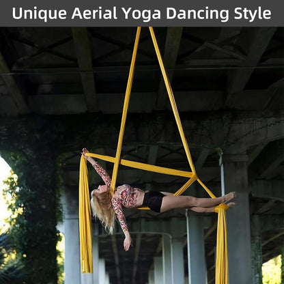PRIOR FITNESS Aerial Silks Kit Colorful 9/15/20 Yards 40D Nylon Fabric Hammock Set With Hardware & Guide for All Levels Of Aerial Yoga Practice and Acrobatic Flying For Adults Aerial silk