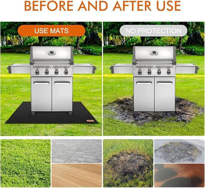 65 x 36 inch Under Grill Mats for Outdoor Grill, Double-Sided Fireproof Grill Pad, Waterproof Oil-Proof Grill Floor Pads Fire Pit Mat, Grill Pads for Outdoor Grill Cooking