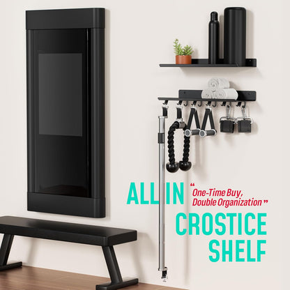 2-Tier Floating Shelf Compatible with Tonal Accessories, Home Gym Storage Shelf, Gym Rack Wall Mount Organizer, Workout Metal Holder, T-Bracket Lock Adapters Hanger, US Patent Holding