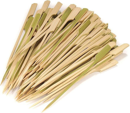 Gmark 7" Bamboo Paddle Skewers 100 ct, Natural Bamboo Paddle Picks, BBQ Picks GM1032A