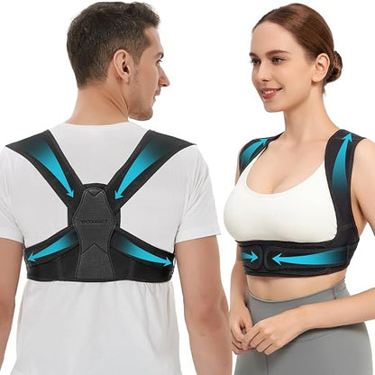 Posture Corrector for Women and Men, Adjustable Upper Back Brace for Clavicle Support and Providing Pain Relief from Neck, Shoulder, and Upper Back (Black, Large/X-Large)