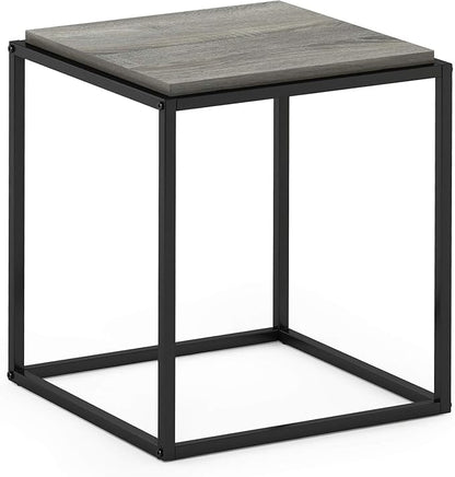 Furinno Moretti Cube Modern Stackable End Table Shelf, French Oak Grey