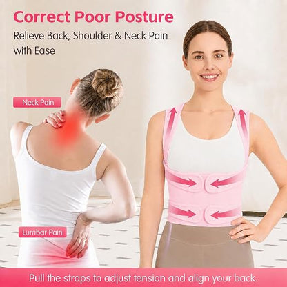 Posture Corrector for Women & Men, Adjustable Full Back Brace Support | Breathable Shoulder Straightener, Spine Support for Upper & Lower Back, Scoliosis & Hunchback Correction, Back Pain Relief