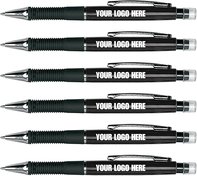 Custom Mechanical Pencil. Promotional Personalized Imprinted Mechanical Pencil. Custom Printed Name/Business/Event Information (Black, 50 Count, Pack of 1)