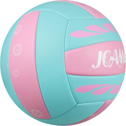 Volleyball Size 5 - Premium PU Leather, Ultra-Durable Soft to The Touch for Youth, Adults, Ideal for Indoor, Outdoor, Beach Sports Training (Pink Blue)