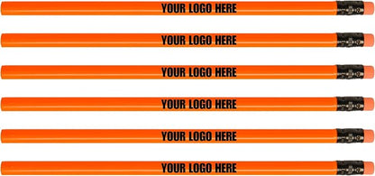 Custom Round Neon Pencil. Promotional Personalized Imprinted Round Pencils. Custom Printed Name/Business/Event Information (Neon Orange, 500 Count, Pack of 1)