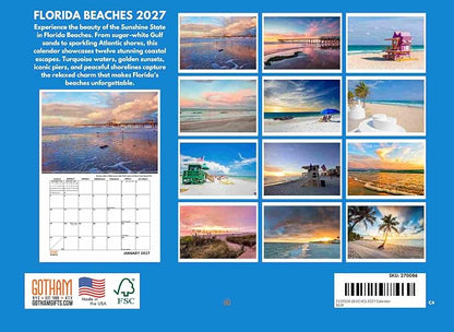 Florida Calendar 2027 Beach Coast Monthly Wall Calender 12 Month