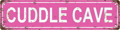 CUDDLE CAVE Non-Embossed Vintage Metal Tin Street Sign Bar Cafe Garage Cave Home Room Wall Bathroom Farmhouse Garden Porch Patio Decor, 16 x 4 Inch