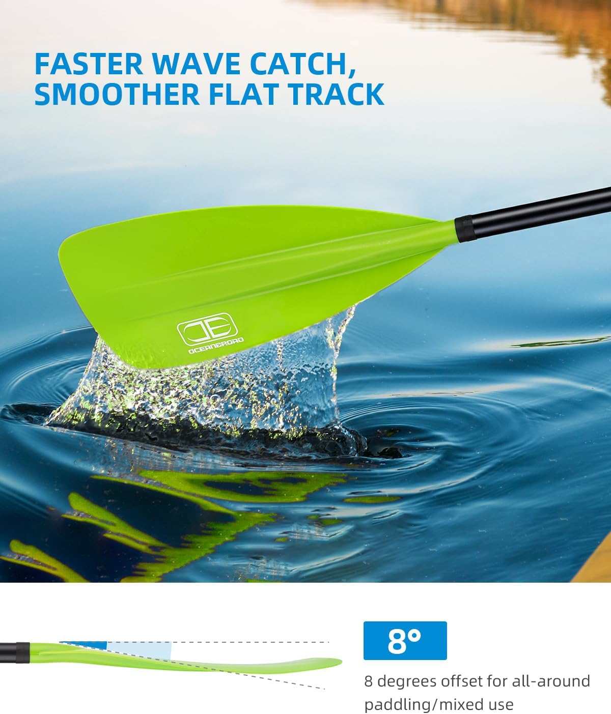 OCEANBROAD SUP Paddle - Adjustable Stand-Up Paddle for Paddleboard Kayak, Adjustable Aluminum Alloy Shaft with Reinforced Nylon Blades