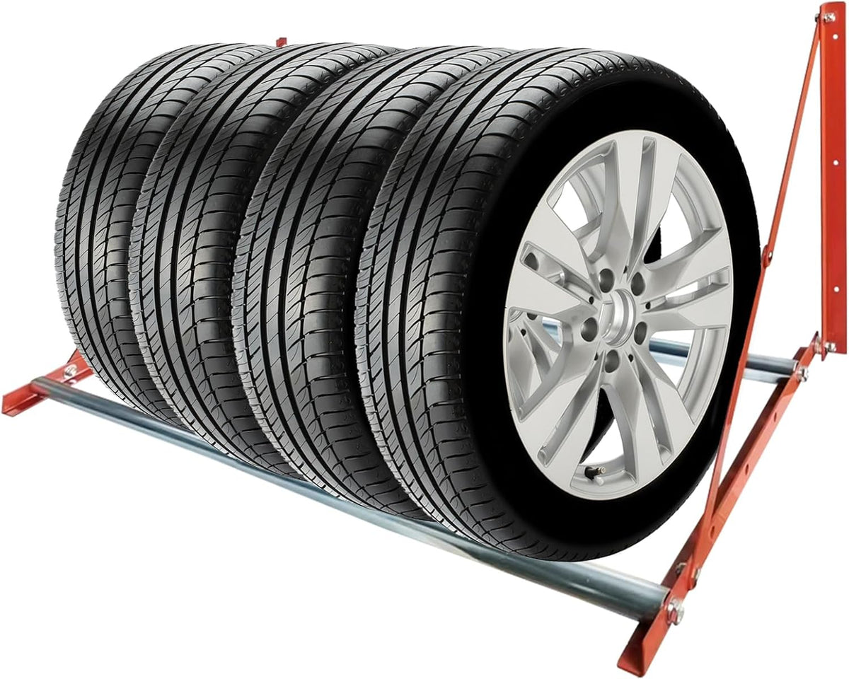 Foozet Heavy Duty Adjustable Wall Mounted Tire Rack for Garage with Telescopic Rods, Hanging Garage Tire Rack for Spare Car Wheel 420 lb.,Folding and Adjustable 30"-48" Tire Storage Rack
