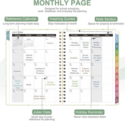 Planner 2026-2027, Weekly and Monthly Academic Year Calendar Planner, July 2026 - June 2027, Daily Agenda Book for Office School Supplies, Letter Size(8.5'' x 11'')
