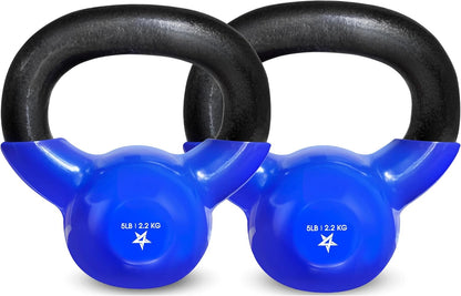 Yes4All 5-100 LB Kettlebells Vinyl Coated Cast Iron for Dumbbell Weights Exercises, Gym, Fitness, Full Body Workout Equipment Push up, Grip and Strength Training