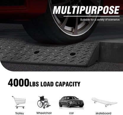 DNA MOTORING 1pcs 5.7" Rise Rubber Curb Ramp Heavy Duty Loading Driveway Ramp Threshold Ramp 38.6 in L x 14.8 in W x 5.7 in H for Loading Dock, Warehouse, Wheelchair, Motorcycles, Cars, TOOLS-00647