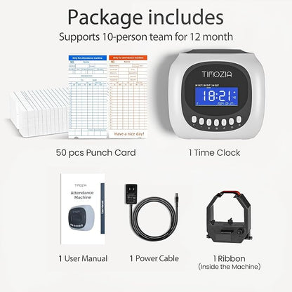 Time Clocks for Employees Small Business, Auto-Align Time Clock, 6 Punches per Day Time Machine | Clock in Machine for Employees with 50 Time Cards and 1 Ink Ribbon (Inside)