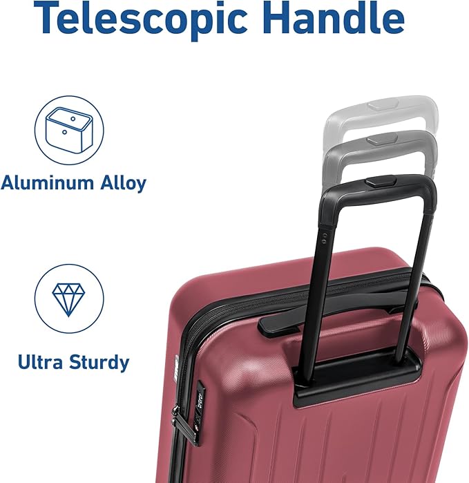 KYME Suitcase Hardshell With Double Spinner Wheels, PC+ABS TSA Lock Travel Luggage (Berry Red, 20" Carry On)