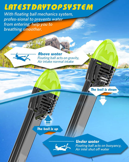QingSong Full Face Snorkel Mask for Adults, Snorkeling Gear with Camera Mount, 180 Degree Panoramic View Snorkel Set Anti-Fog Anti-Leak