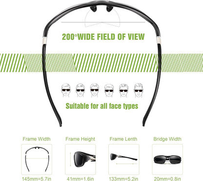 3 Pack Polarized Sports Sunglasses for Men, Mens Sunglasses Wrap Around UV400 Protection for Cycling Fishing Driving