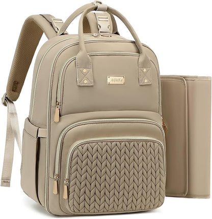 Diaper Bag Backpack - Large Multi functional, Boys, Girls & Baby Travel Essentials Tote with Changing Pad, Insulated Pockets, Stroller Straps, Waterproof - Diaper Bag for Mom & Maternity (Brown Taupe)
