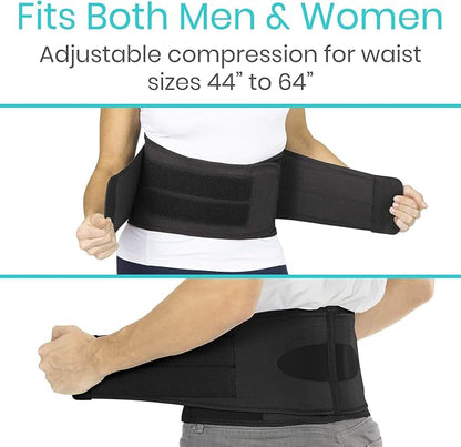 Vive Lower Back Support Brace for Men & Women - Dual Adjustable Lumbar Belt for Heavy Lifting, Herniated Disc, Sciatica, Scoliosis, & Thoracic Pain Relief - Compression Posture Device for Work or Home | For Heavy Lifting, Herniated Disc, Sciatica, Scol...