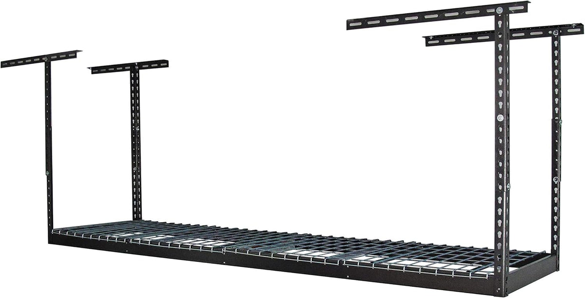 MonsterRax Overhead Garage Storage Rack 2x8, Ceiling Mounted Shelving, Adjustable Hanging Organizer, Heavy Duty Steel, 350 Pound Capacity, Color: Hammertone, Adjusts 12-21" from Ceiling