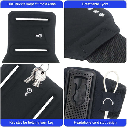Wristband Phone Holder for Running, 360°Rotation & Detachable Sports Armband with Key Holder for iPhone 16/15/14/13/12/Pro/Pro Max/XS/XR/X/8/7/6/Plus, Fits 4.5-7 Inch Smartphones (Blue)
