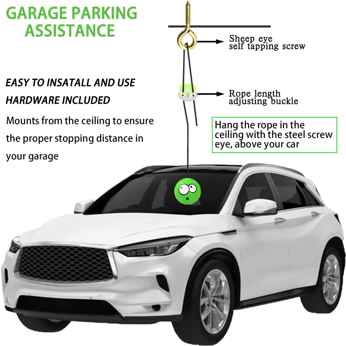 Double Garage Parking Aid-Parking Ball Guide System, Parking Assistant kit Includes a retracting Ball Sensor Assist Solution.A Perfect Garage Parking Indicator (Funny Twin Expression)
