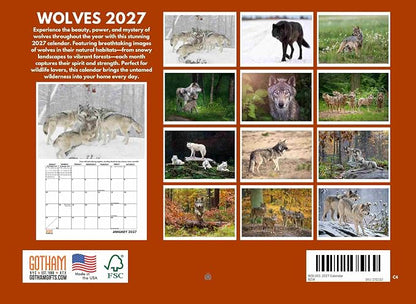 Wolf Calendar 2027 Wolves Monthly Wall Calender 12 Month