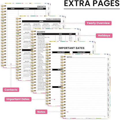 Planner 2026-2027, Academic Year Monthly & Weekly Planner Caledndar, July 2026 - June 2027, Hardcover Large Planning Agenda Book with Tabs for School Office Supplies, 8.5" x 11" - Furry Fiesta