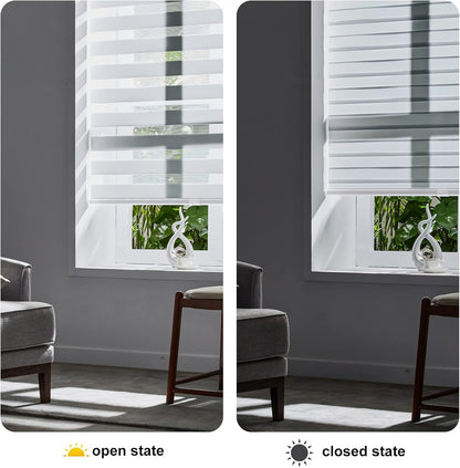 Persilux Cordless Zebra Roller Window Shades Free-Stop Roller Blinds (32" W X 72" H, White) Light Control for Day and Night, Light Filtering Sheer Roler Shades for Windows, Easy to Install