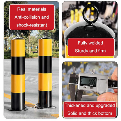 Steel Safety Bollard Post, with Lock Bollard Post Removable Security Posts, Parking Bollards, Parking Barriers Concrete, Powder Coat, for Parking Lot, Driveway and Sidewalk(Black (3pcs),50cm/19.7in)