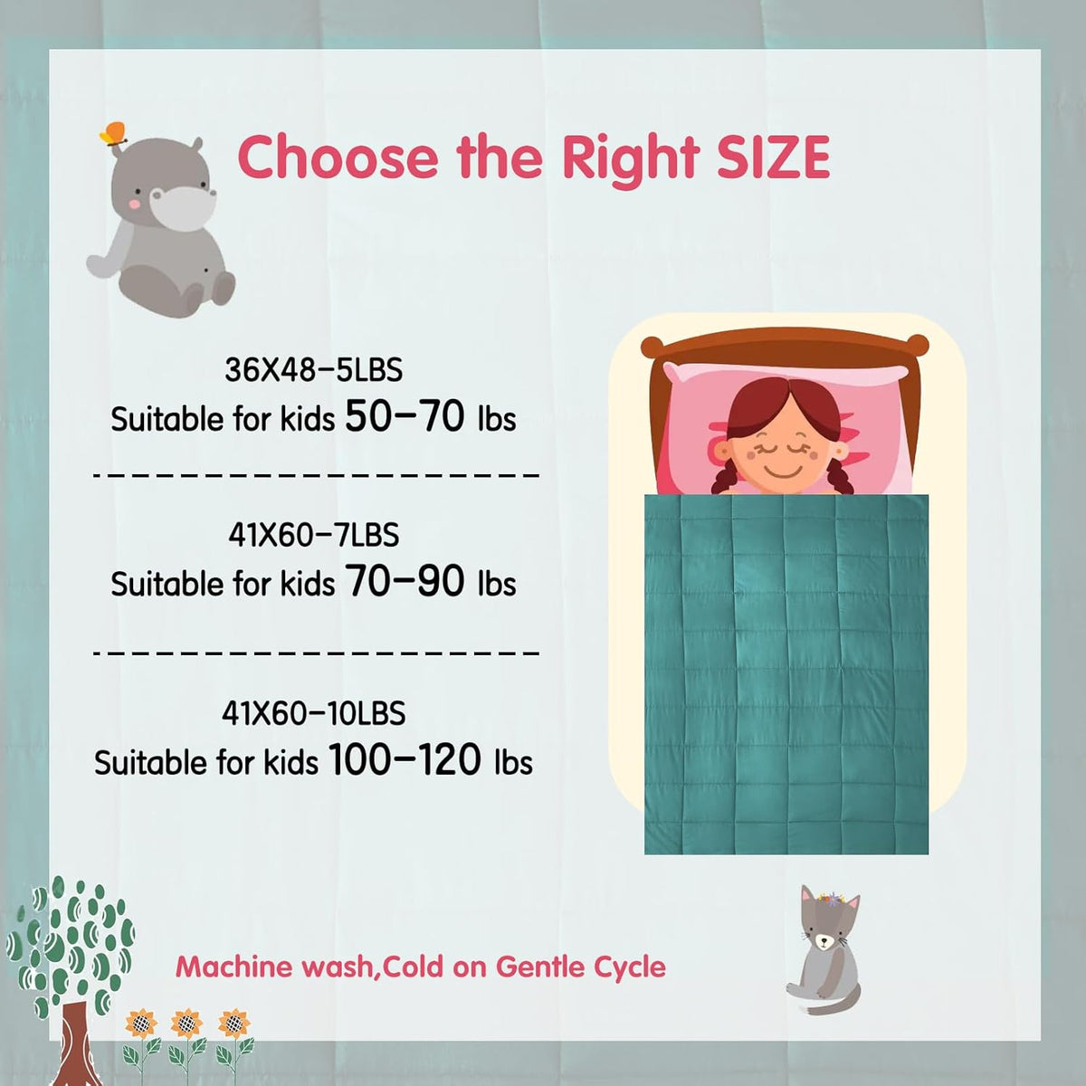 yescool Weighted Blanket (3 lbs, 36" x 48", Teal) Cooling Heavy Blanket for Sleeping Perfect for 20-40 lbs, Breathable Blanket with Premium Glass Bead, Machine Washable