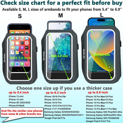 Arm Band for Phone for Running, Phone Holder for Running for iPhone & Samsung Galaxy, Cell Phone Armband Holder for Walking, Gym, Workout, w/Adjustable Strap & Zipper Pocket (Grey-S)
