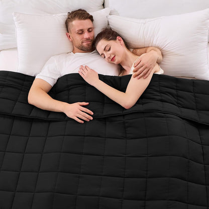 King Size Weighted Blanket for Adults (30 lbs, 80” x 87”, Black) Cooling Heavy Blanket for Sleeping Perfect for 290-310 lbs, Breathable Blanket for Adults & Couple All Season, Machine Washable
