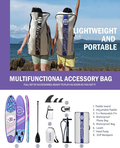 11'Stand Up Paddle Boards Surf Control with Premium SUP Board Accessories Backpack & Removable Fins, 34" Wide Inflatable Paddle Boards of All Skill Levels