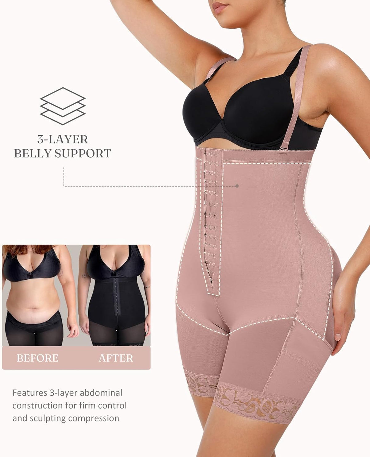 FeelinGirl Faja Body Shaper Tummy Control Shapewear for Women Butt Lifter Post Surgery Fajas Postparto Para Mujer