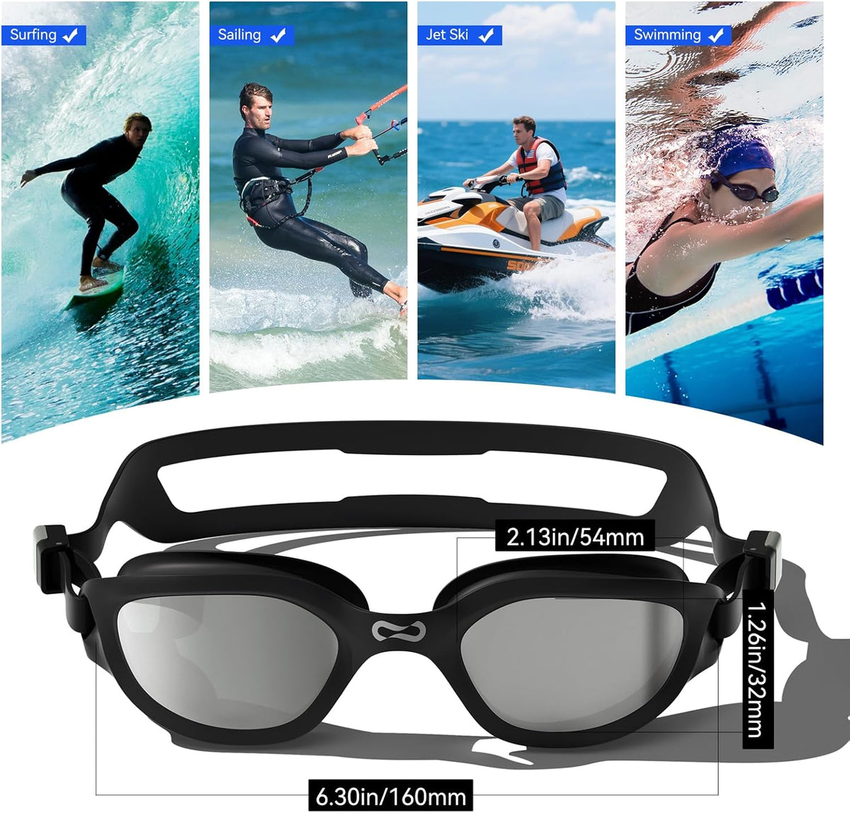 COPOZZ Swim Goggles Adult Women, Swimming Goggles for Women & Men, Anti-Fog No Leaking UV Protection for Adult